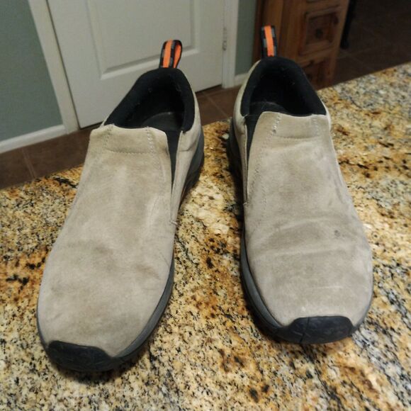 Merrell Men's Slip-On Shoes Grey Suede Loafers Jungle Moc Boulder US 11 J98931 - Picture 2 of 12